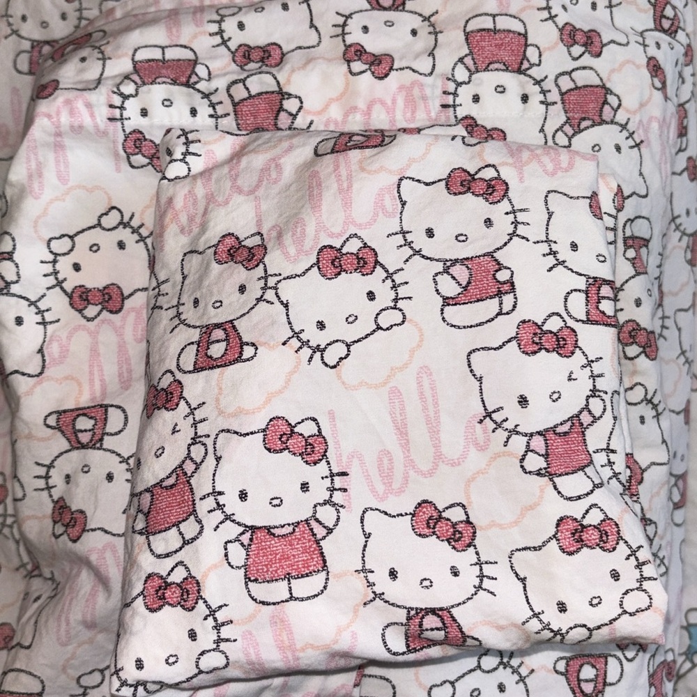 Hello Kitty Pottery Barn Teen Pink and White Sheet Set with Whimsical Design PBT